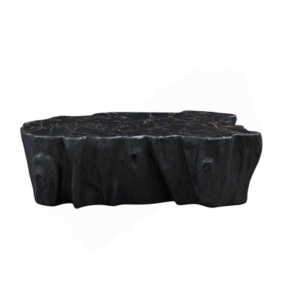 48.62 Inch Unique Shape Coffee Table Sturdy Fiberglass Tea Table For Living Room No Need Assembly  Black