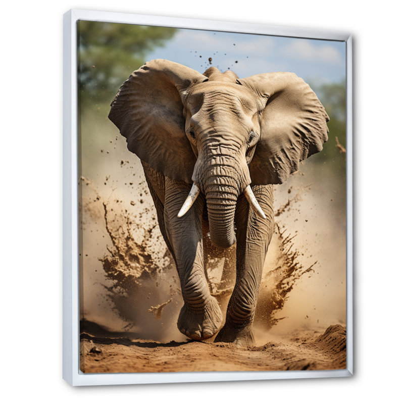 Kyley, photographie d'éléphants d'Afrique II, H 32 po x l 16 po x P 1 po, Cadre flottant blanc