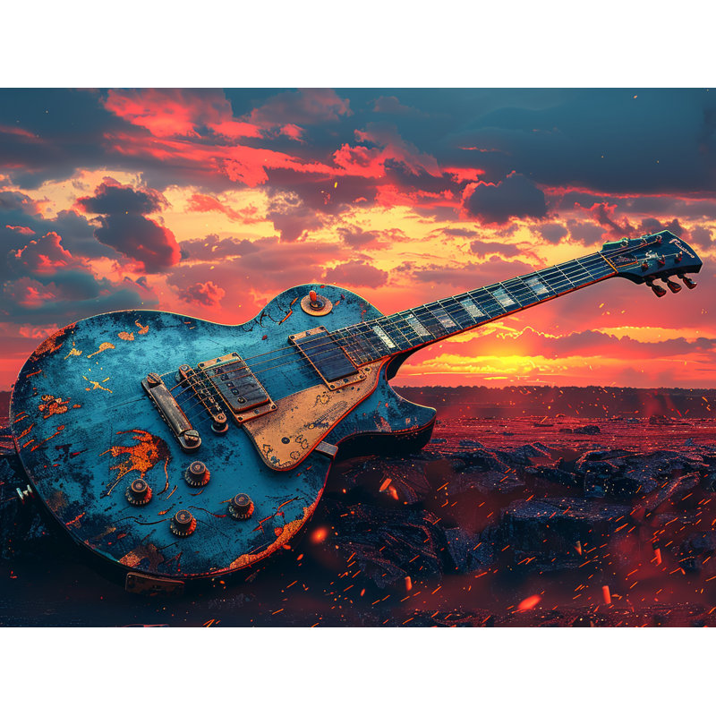 Édredon de guitare électrique avec literie et peinture éclaboussée_12364, Édredon très grand