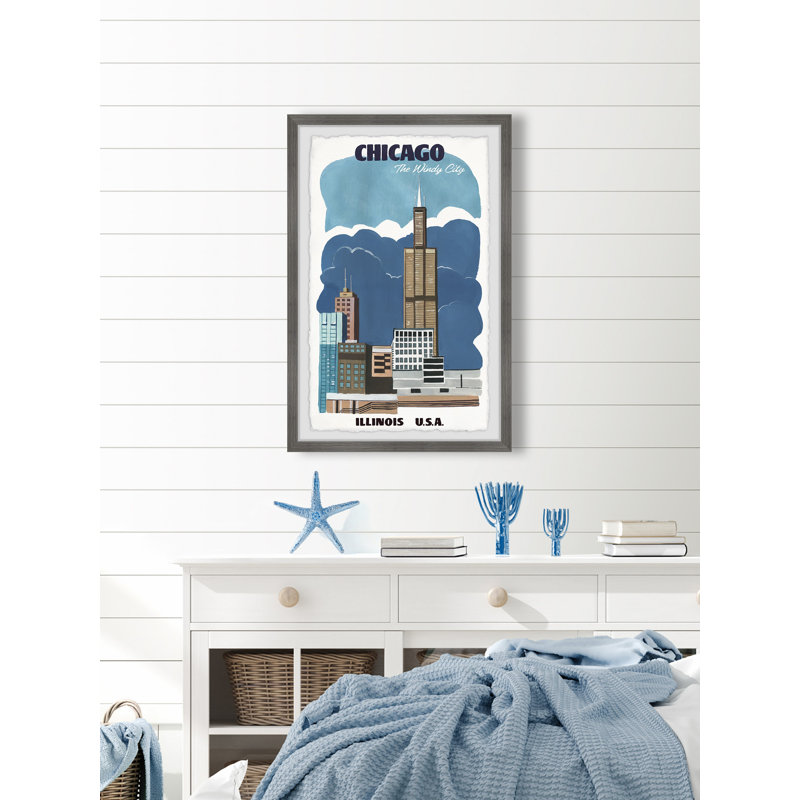 Dominant Willis Tower - Cadre photo, reproduction d'art sur papier, H 24 po x l 16 po x P 1,5 po