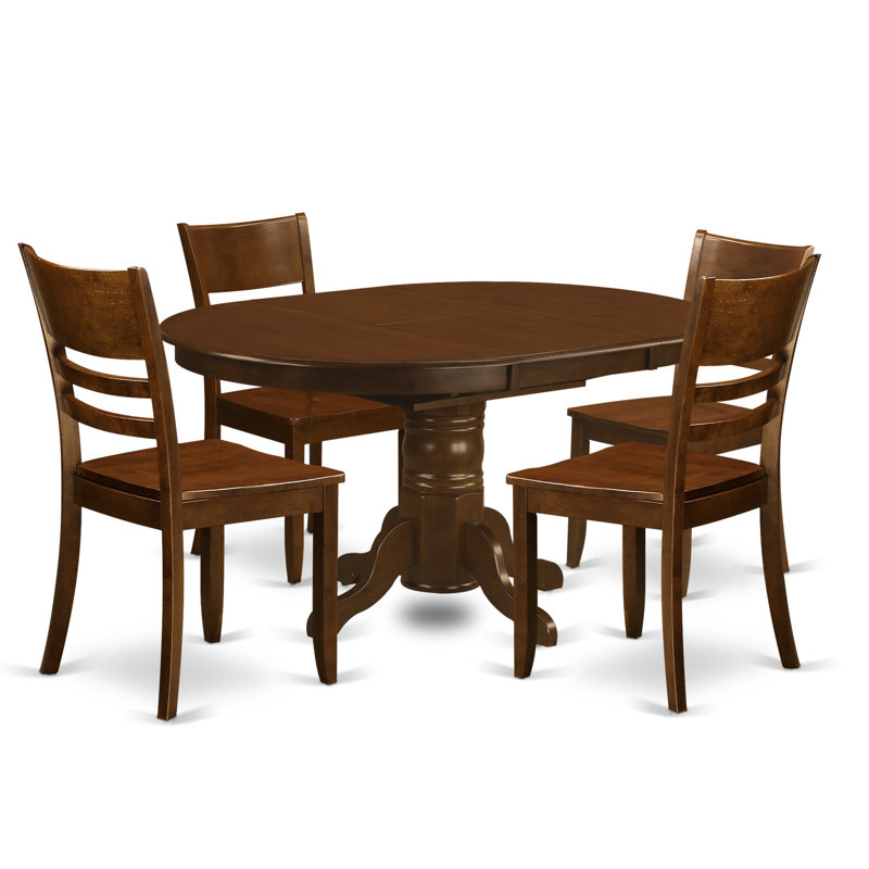 Ensemble de 5 pièces pour 4 pièces comprenant une table de salle à manger ovale avec rallonge papillon et 4 chaises de cuisine, espresso