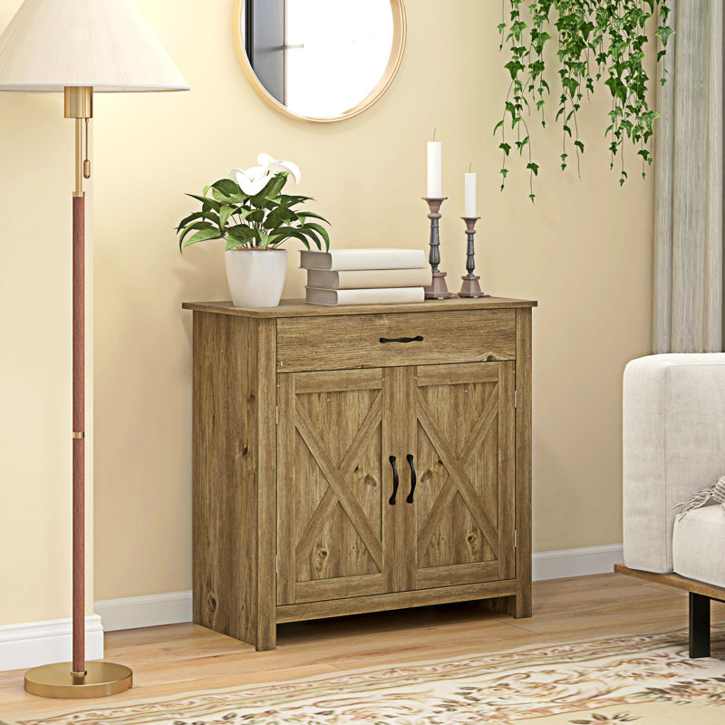 Buffet avec armoire de rangement, Bois naturel