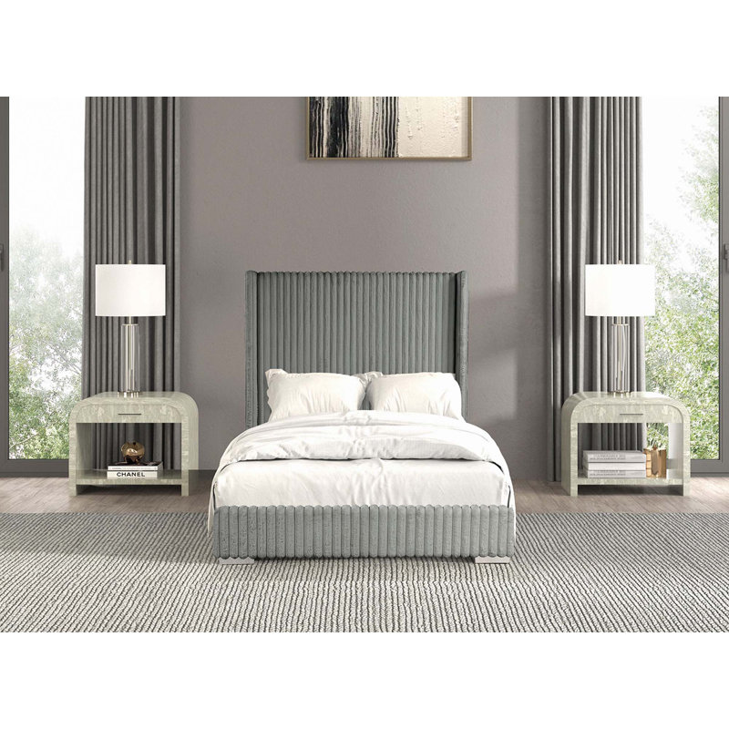 Tissu contemporain en chenille de fourrure 1pc (lit seulement), Gris, Très grand