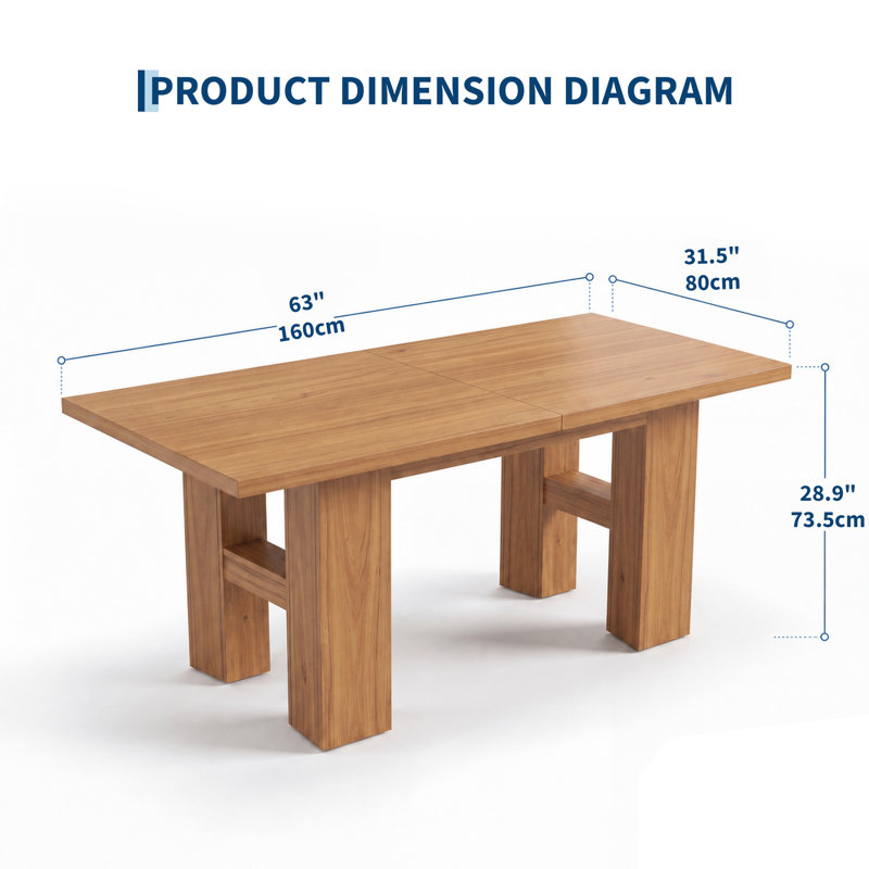 Table de salle à manger de style campagnard moderne pour 6 personnes - Table de cuisine en bois massif avec pieds robustes en forme de H - Mobilier rustique pour salle à manger et salon - Couleur noyer