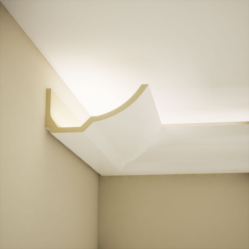 EnduraGlow Benjamin Crown Moulding, Backlit LED Compatible, 3 1/8"H x 7"P x 96"L, Primed Urethane