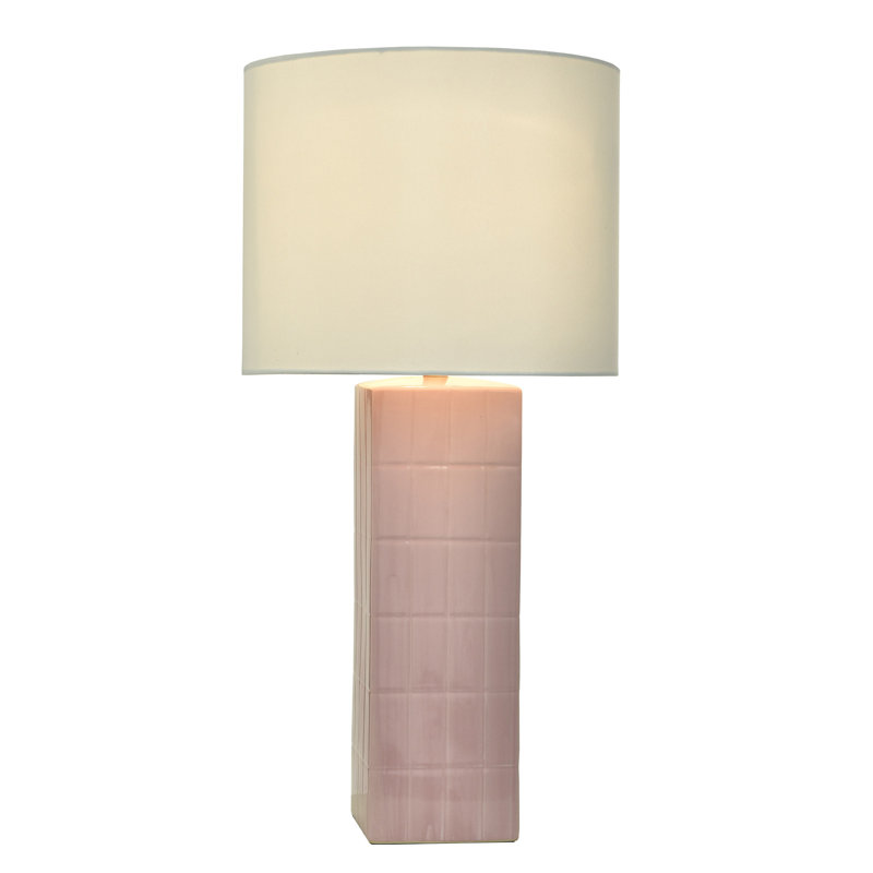 Lampe de table Tamara Day pour Stylecraft Augustus - pivoine rose - abat-jour blanc cassé