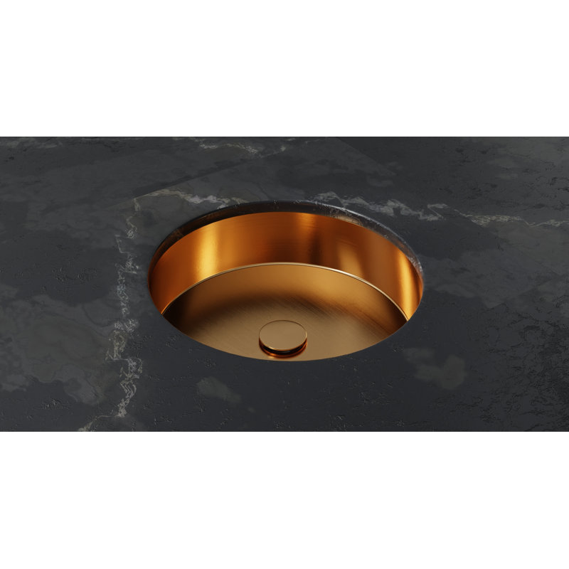 Badeloft 15.75" x 15.75" Stainless Steel Undermount Bathroom Sink ES-UB-01-M-BRG in Brushed Rose Gold, Brushed Rose Gold