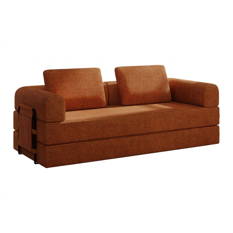 Canapé-lit convertible de 78 pouces, lit escamotable pliable, aucun assemblage requis, Orange