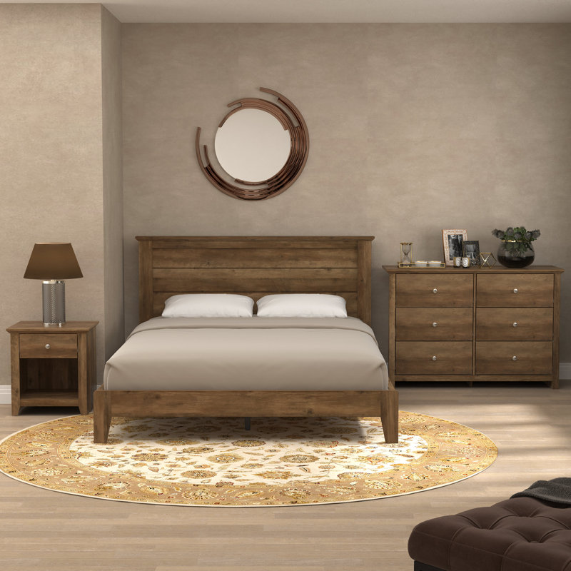 Ensemble de chambre à coucher 3 pièces Tevrat, Chêne noueux, Grand