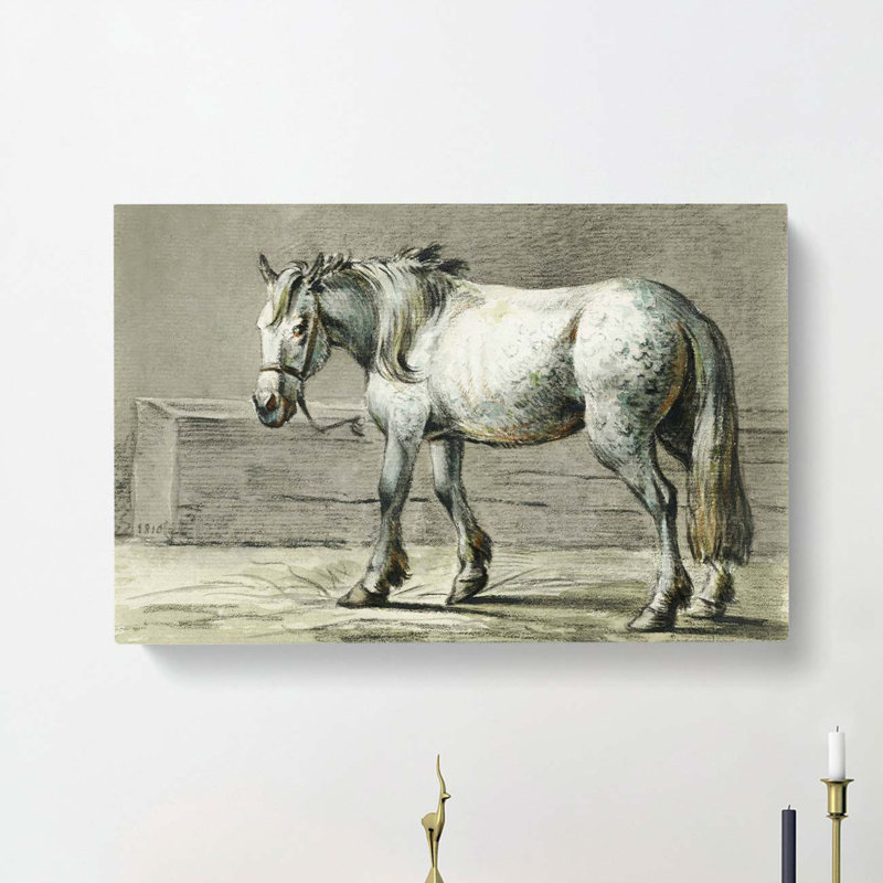 Horse In The Stable by Jean Bernard - Wrapped Canvas Painting, 40cm H x 60cm W x 3cm D