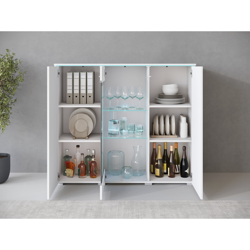 Dejanee Cm Chest Of Drawers With Glass Panels, White