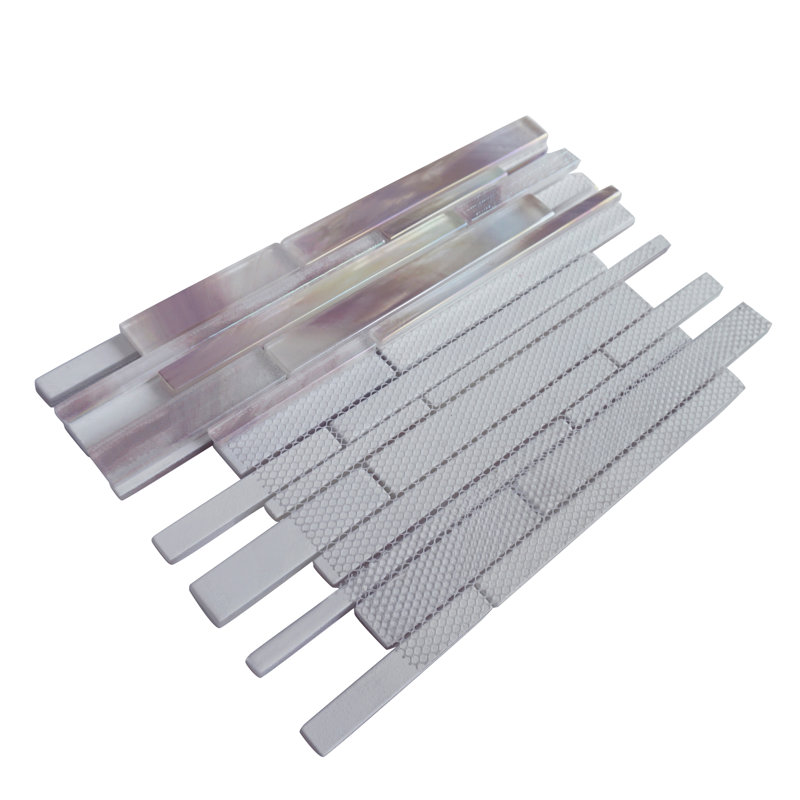 Carreau de mosaïque en verre brillant emboîtable 11,82 po x 12,76 po Aurora, Mauve
