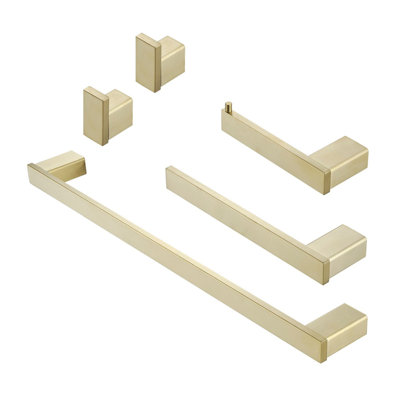 5-Piece Bathroom Hardware Set, Including Towel Bar, Towel Hook, And Toilet Paper Holder, Suitable For Kitchens, Bedrooms, And Living Rooms (Brushed Gold)