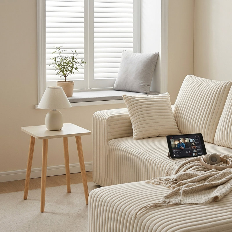 Bras modulaire modulaire droit, flanelle moelleuse, haute résilience, White
