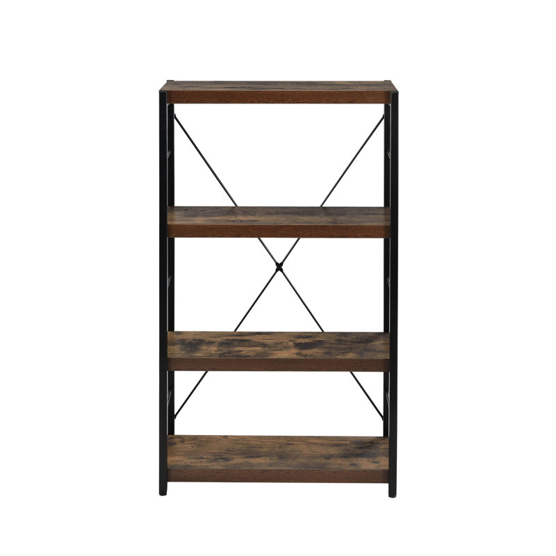 Weathered Oak And Black Bookcase For Displaying Storing In Your Home Rustic 3-Shelf With Decorative Touch