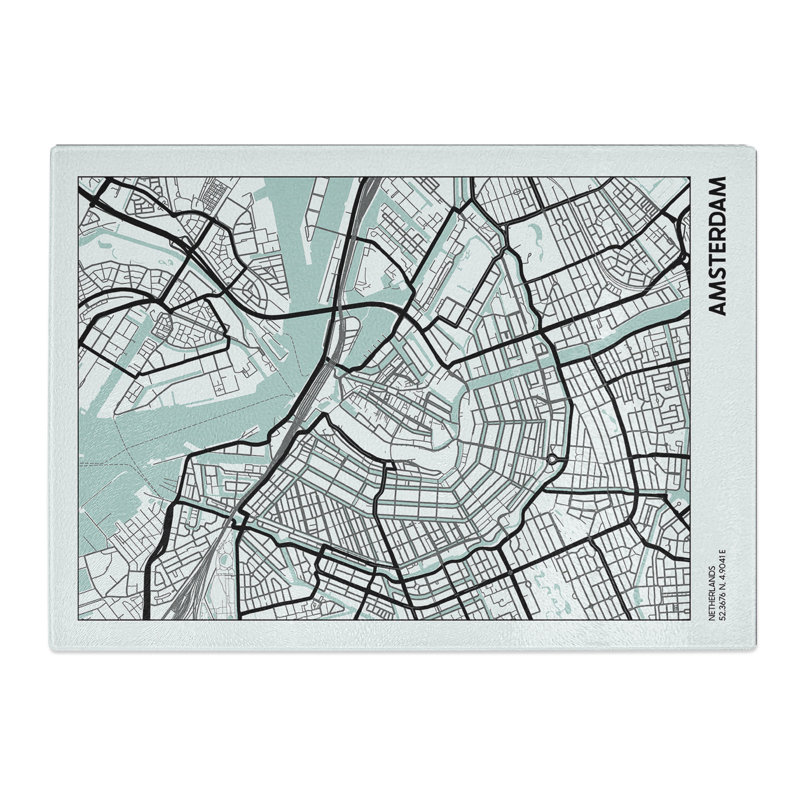 Map Amsterdam Netherlands Chopping Board, 20cm W x 28.5cm L