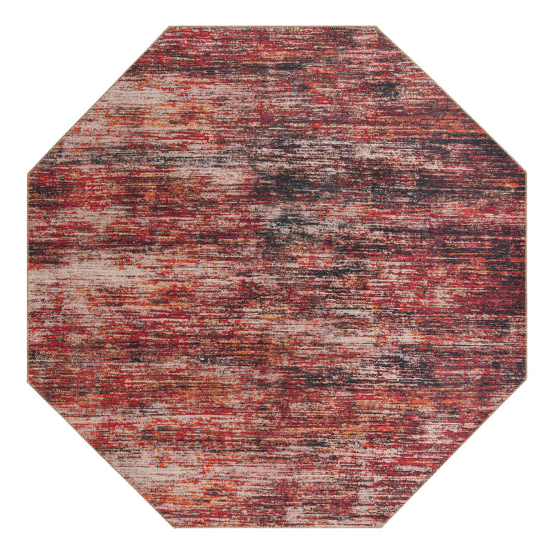 Tapis rouge / gris Montalto, Octogone 7 pi 7 po x 7 pi 7 po