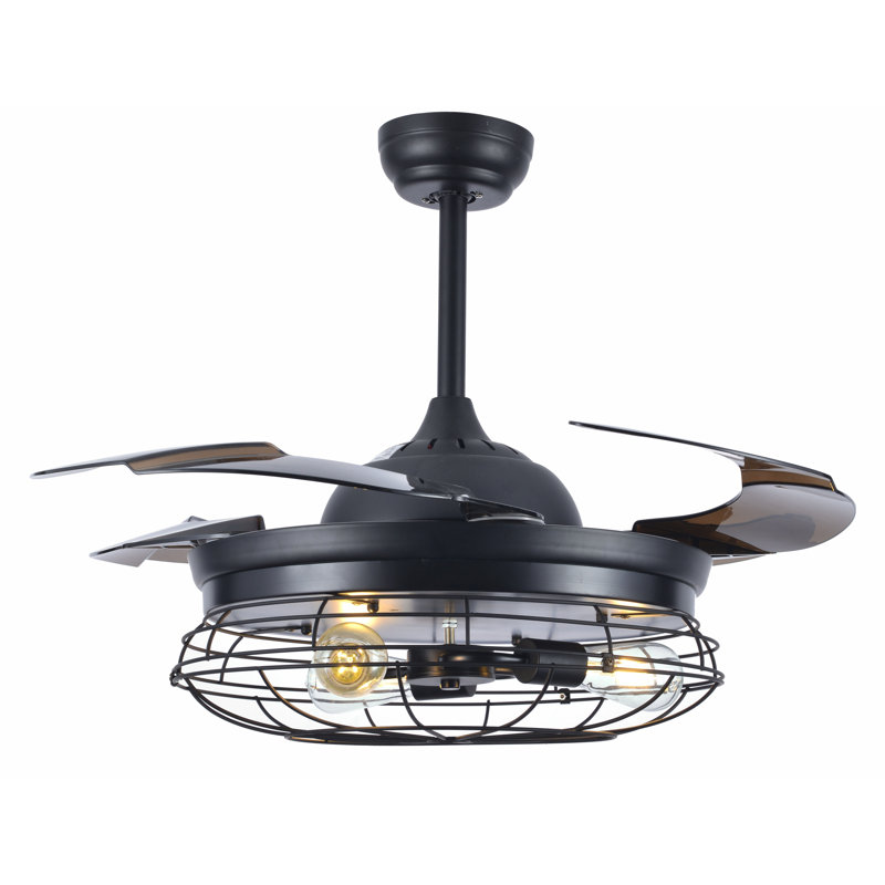 Ventilateur de plafond avec télécommande et ensemble d’éclairage inclus Anacortes, Noir