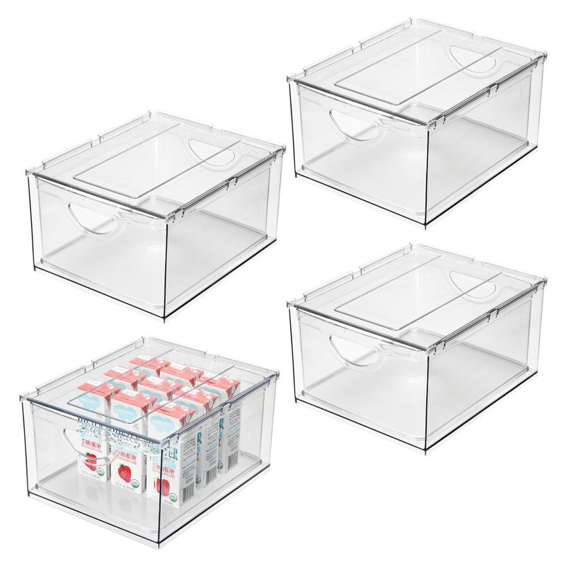 iDesign Stackable Storage Drawer for Fridge or Pantry - Set of 4 - Clear