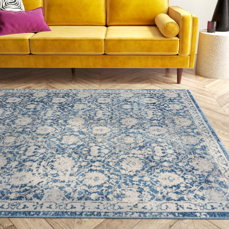 Aubie Fifi Oriental Navy/Creme Rug, Rectangle 4' x 6'