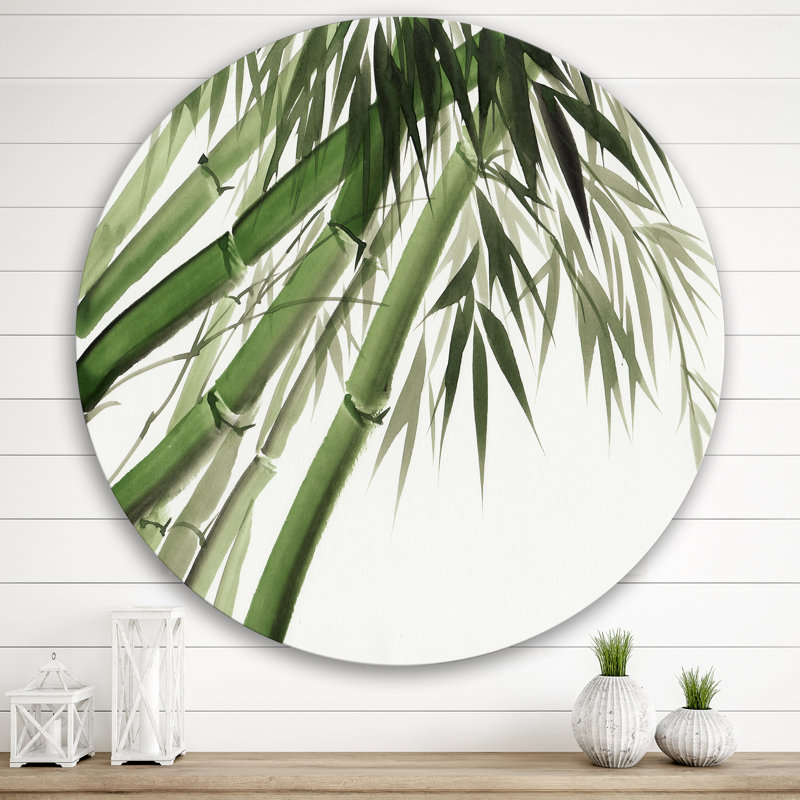 Art mural rétro en bambou vert foncé rétro, H 29 po x l 29 po x P 1 po