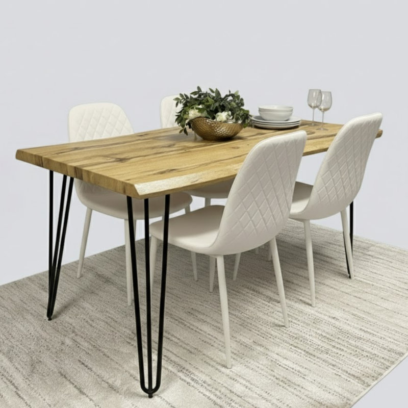 4 - Person Dining Set, Cream, 75cm H x 117cm W x 77cm D
