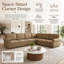 Canapé-lit modulaire en chenille en L de 118 po avec lit escamotable Caston, accoudoirs roulés, garniture cloutée, coussins amovibles, canapé convertible 6 places pour le salon, la chambre d'amis ou le bureau-133356270