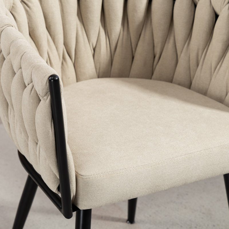 Polyester Upholstered Metal Upholstered Back Accent, Beige