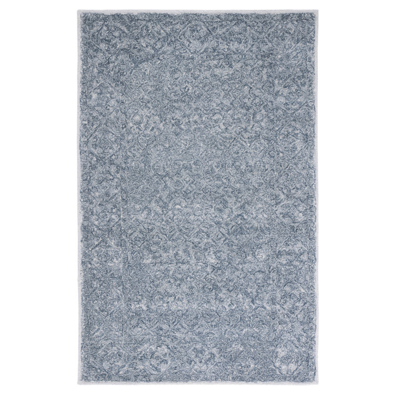 Marquee Hand Tufted Wool/Cotton Abstract Rug in Gray/Blue, Rectangle 4' x 6'