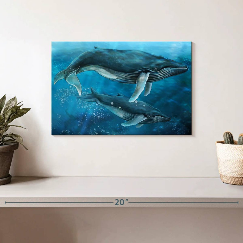 Majestic Humpback Whales, 8" H x 12" W