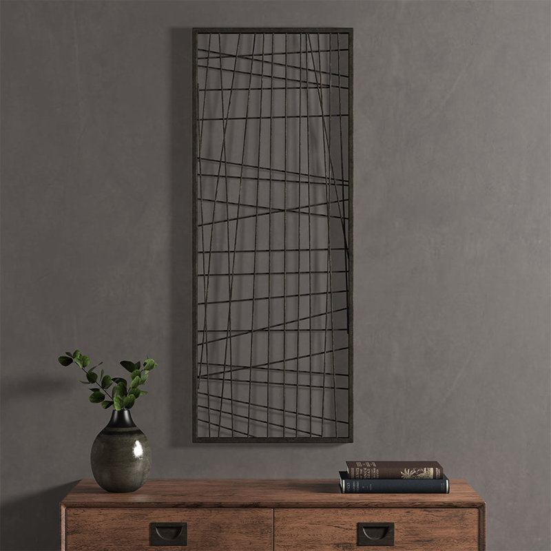 Pièce décorative murale en métal noir - Finition vieillie pour un style artisanal fabriqué à la main