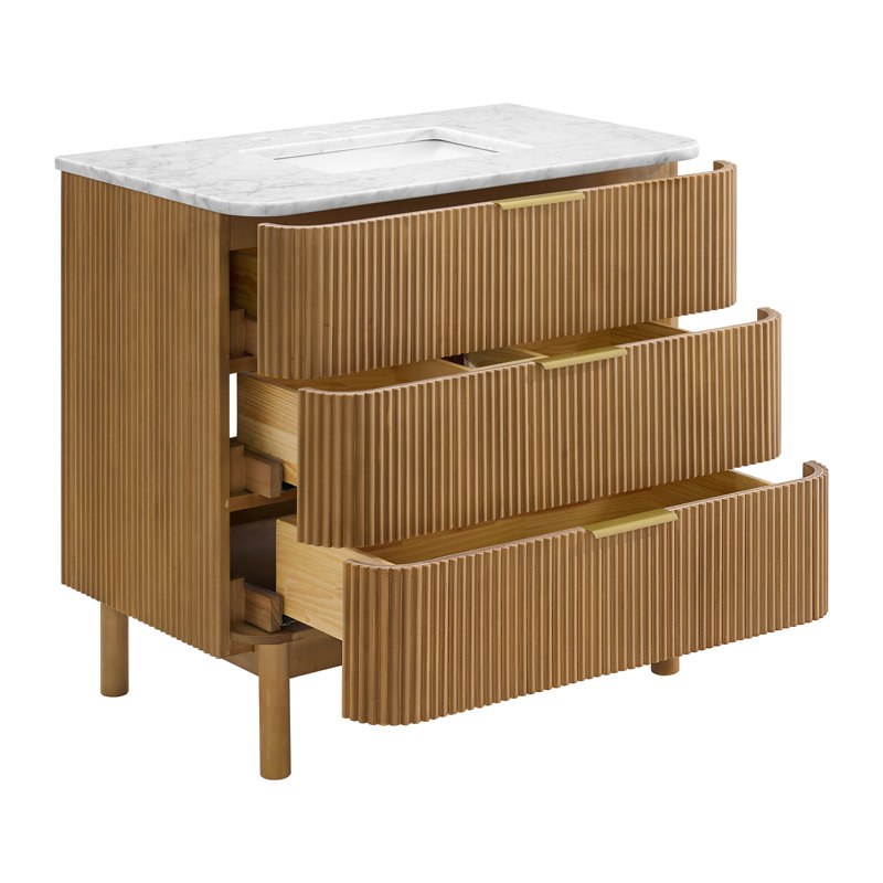 Kensington 36" Bathroom Vanity In Reeded Birch, Reeded Birch