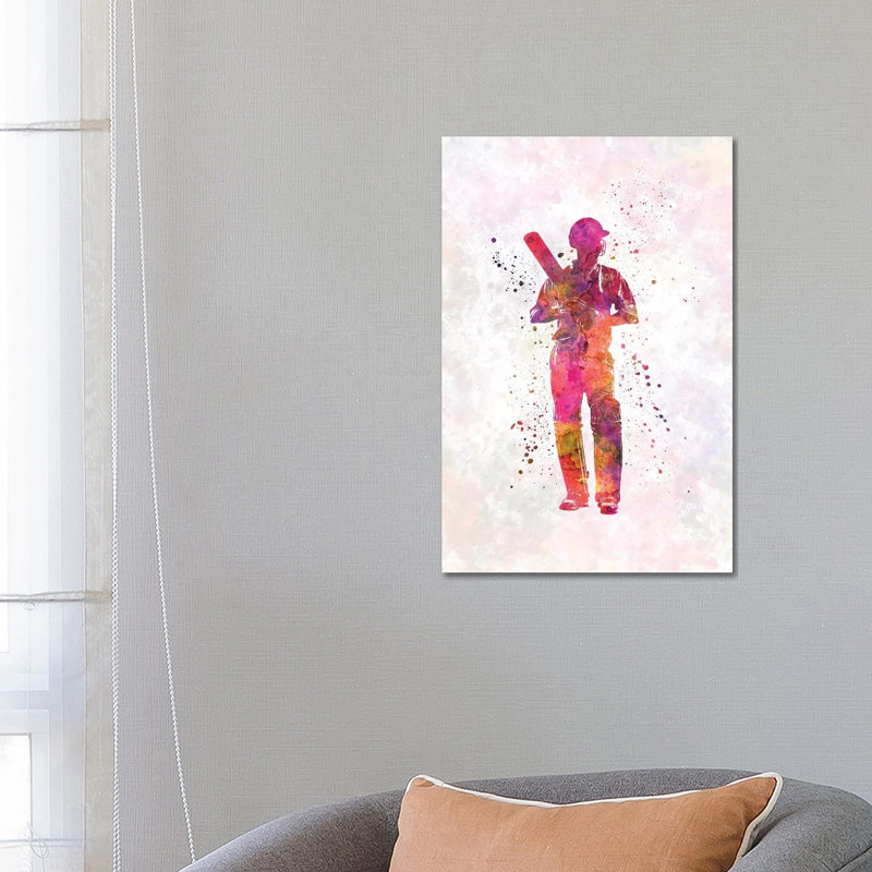Cricket Player Batsman Silhouette X by Paul Rommer - Wrapped Canvas Painting, 66.04 cm H x 45.72 cm W x 3.175 cm D