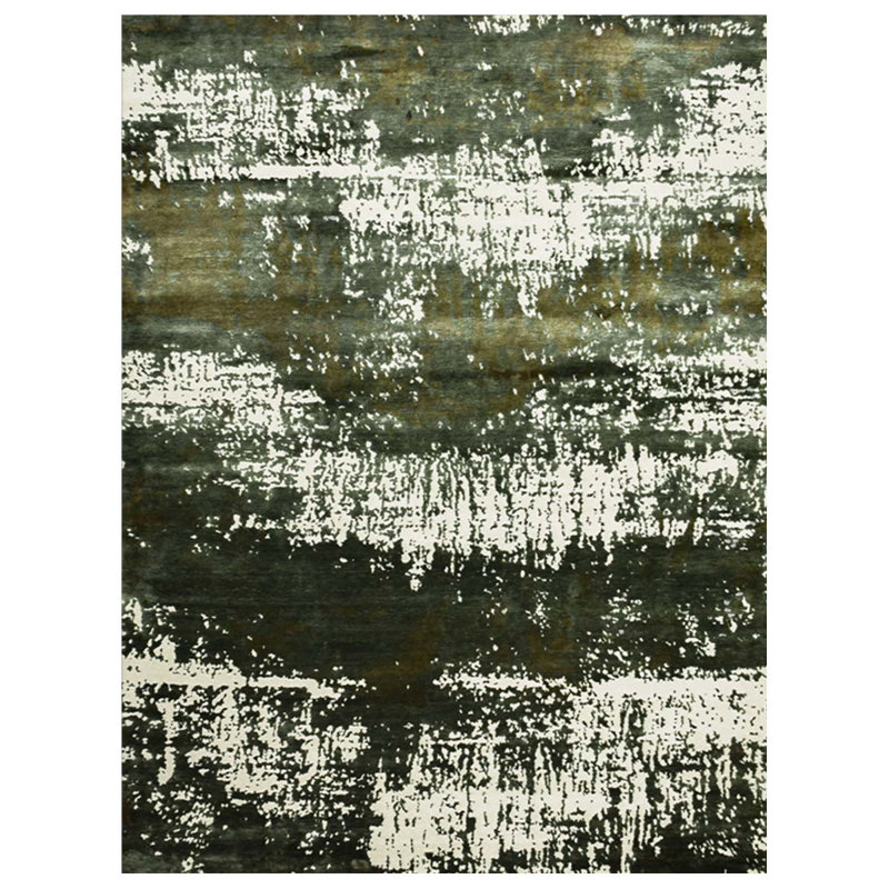 Handmade Silk and Wool Abstract Area Rug