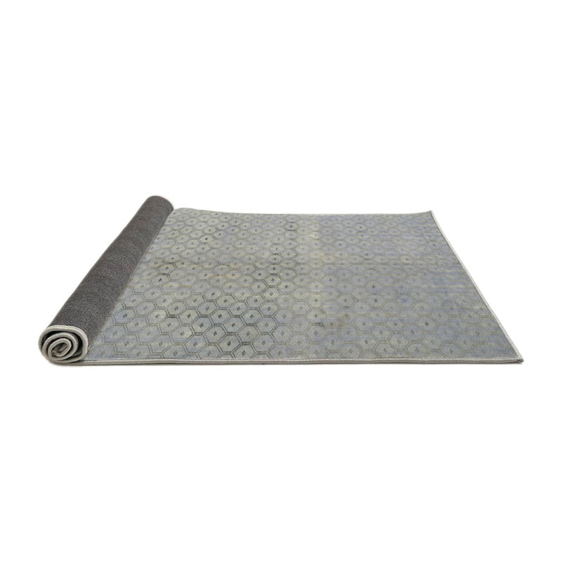 Tapis géométrique en laine gris, Rond 6 pi