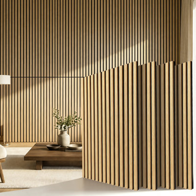 Acoustic Wood Slat Wall Panels - 4 Pack 47.2" × 23.6" Sound Proof Panels Noise Reduction for Home Office Studio, Sound Absorbing Panels, Oak
