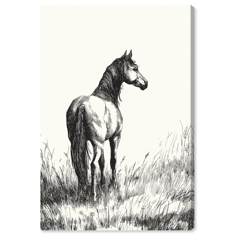 Art mural de cuisine sur toile Grassy Steed II, H 30 po x l 20 po, Toile tendue avec châssis