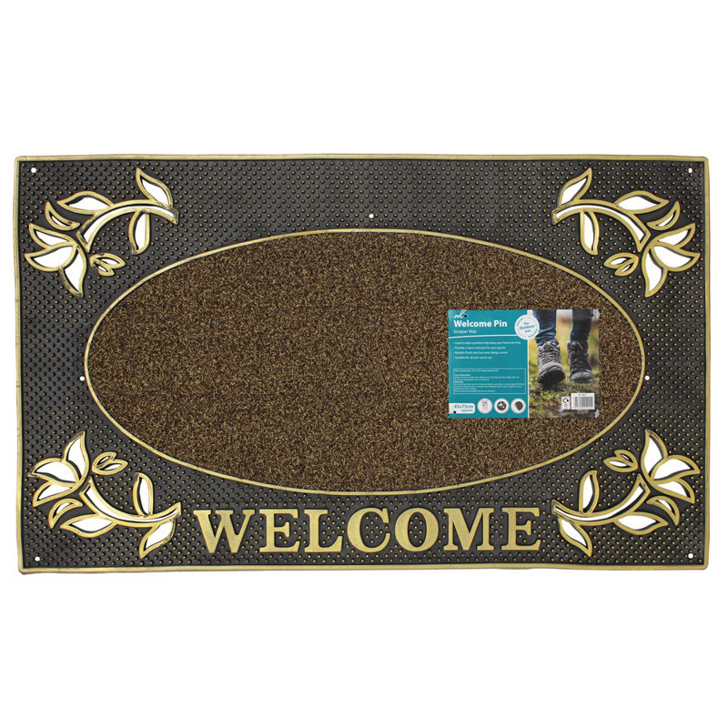 Metallic Welcome Door Mat Outdoor Doormat, Gold 