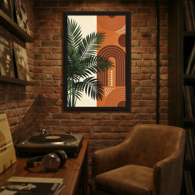 Feuilles tropicales abstraites et formes géométriques