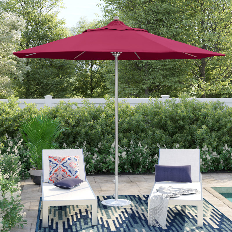 Parasol de marché 9 pi Hibo, Toile Sunbrella® rose vif