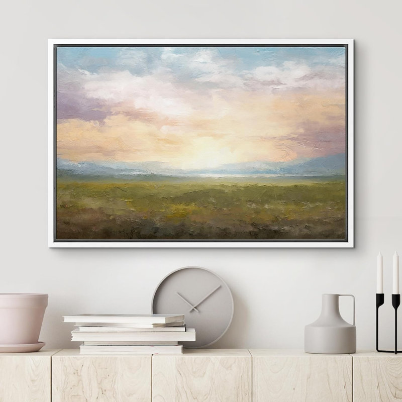 Minimal Landscape " Sunset Sky Rustic Grass Field Nature Landscape Fine Art Large Wall Art Pictures Bedroom Office "