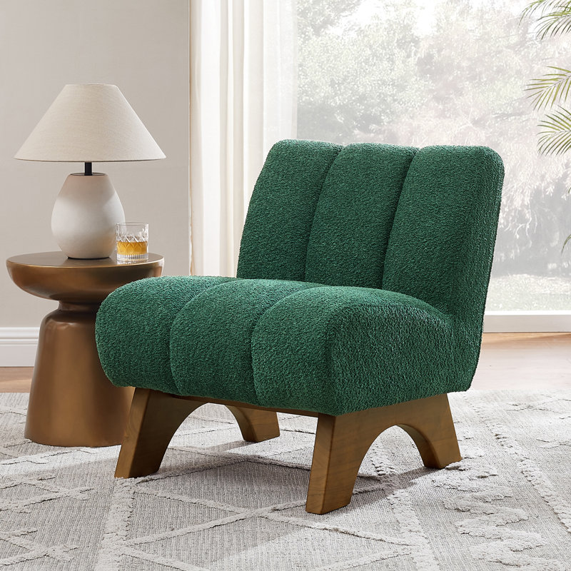 Brenetta 64Cm Wide Tufted Lounge Chair, Green Sherpa