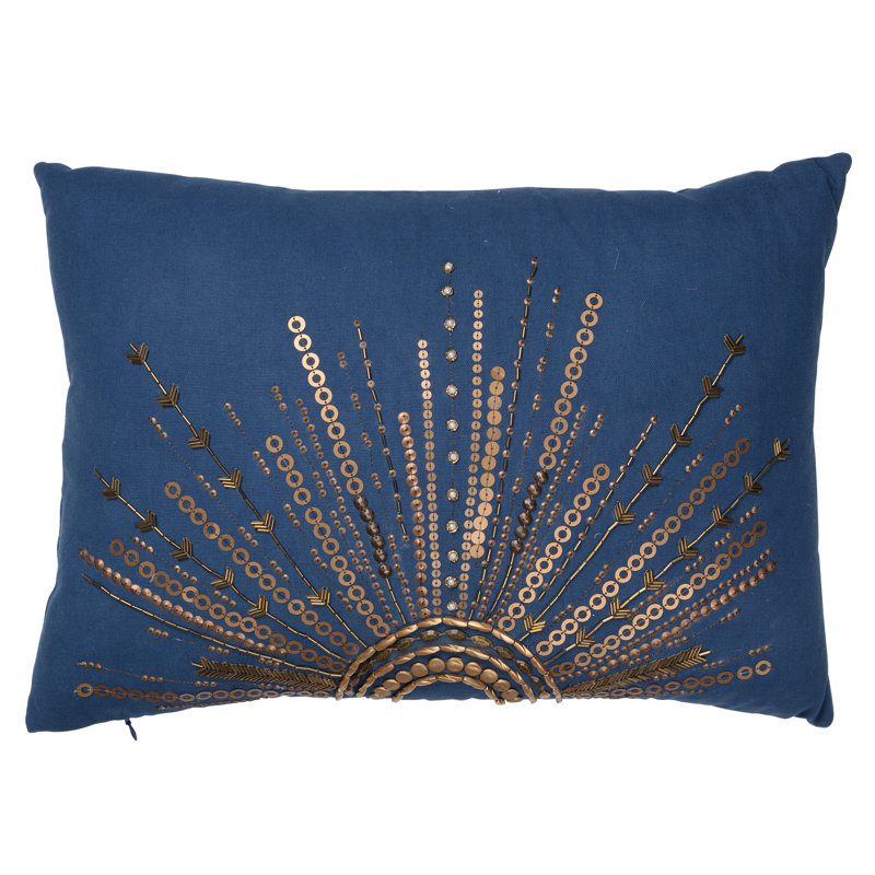 Coussin en coton Nina, Bleu