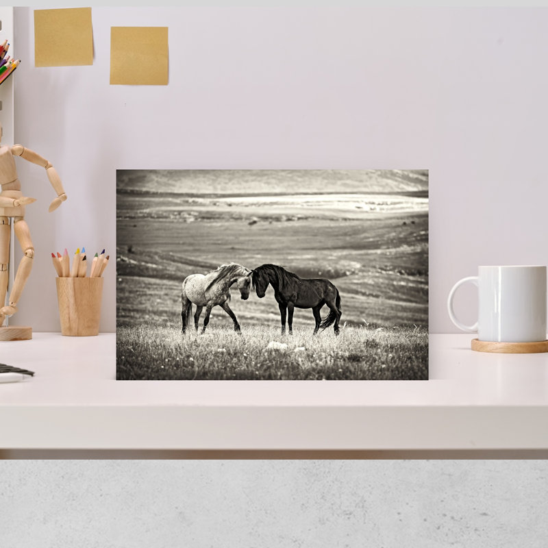 «Wild Horses Together Rustic Abstract Contemporary Horse Landscape Nature», reproduction d'art mural, H 12 po x l 18 po