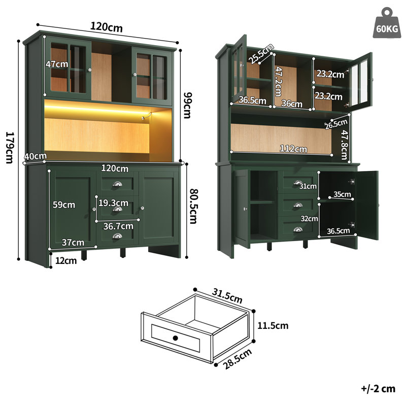179cm Kitchen Pantry, Green