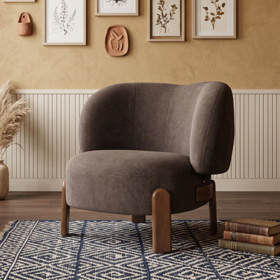 Fauteuil d'appoint confortable à oreilles sans accoudoirs, avec pieds en bois massif, rembourrage moelleux, confort ergonomique et montage facile