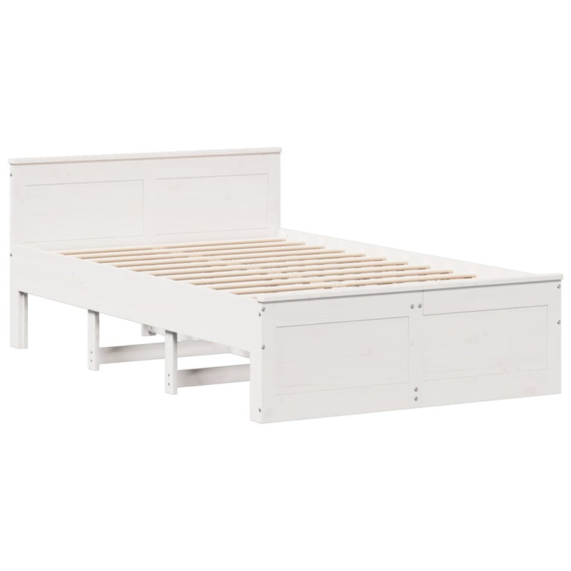 Eldert Solid Wood Storage Bed, White, 75cm H x 206cm W x 124.5cm D