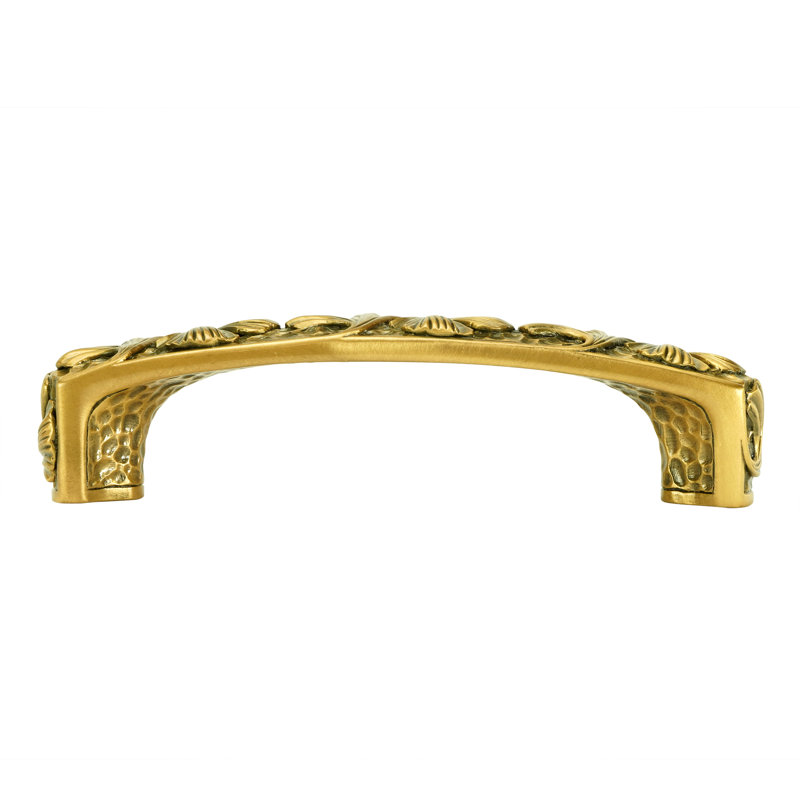 ARTS & CRAFT GINKGO 3-1/2" CENTER TO CENTER PULL IN MUSEUM GOLD PLATE, Gold