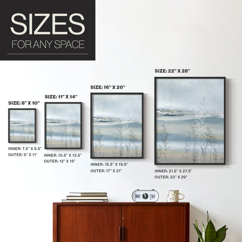Soft Seagrass Framed Print - Solid Wood, Black, 14" H x 11" W