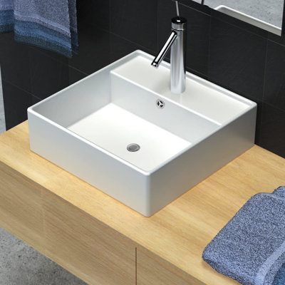 Metro Lane Nala 41mm L x 410mm W Ceramic Square Sink with Overflow